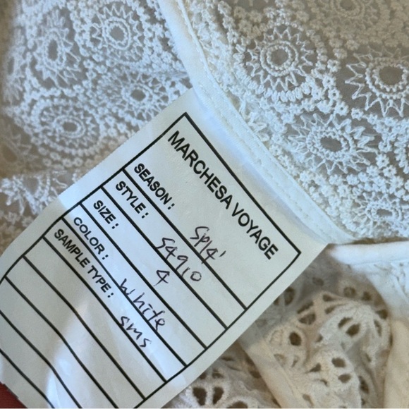 Marchesa Voyage white lace jacket nipped waist handkerchief hem snaps SAMPLE 4 - Picture 8 of 9